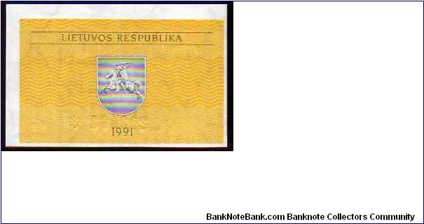 Banknote from Lithuania year 1991