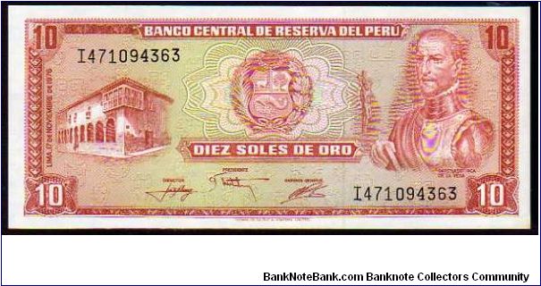 10 Soles de Oro
Pk 112 Banknote