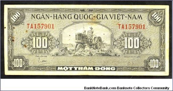 South Vietnam 100 Dong 1955 P8. Banknote