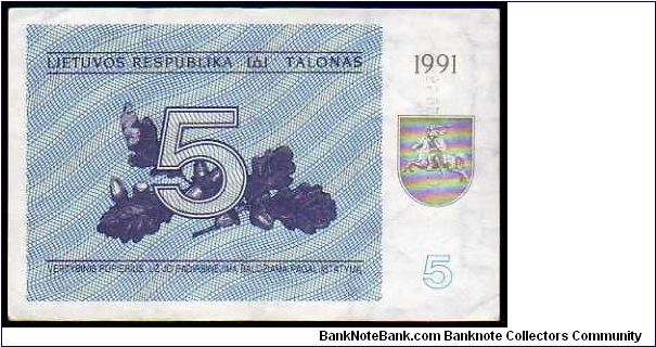 5 Talonas
Pk 34 Banknote