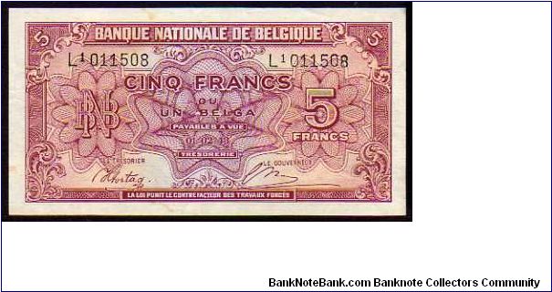 Banknote from Belgium year 1944
