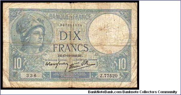 10 francs
Pk 84 Banknote