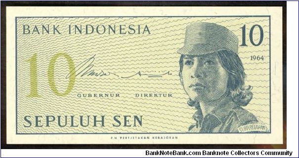 Indonesia 10 Sen 1964 P92. Banknote