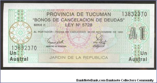 Argentina 1 Austral 1991 P2711. Banknote