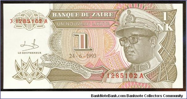 Zaire 1 Nouveau Mikuta 1993 P47 Banknote