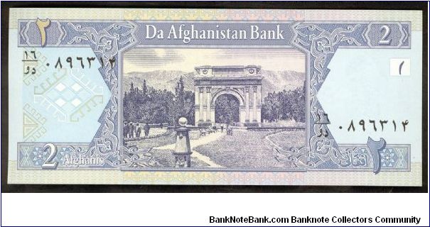 Afghanistan 2 Afghanis 2002 P65. Banknote