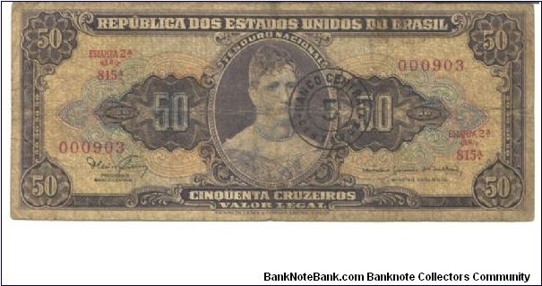 Purple on multicolour underprint. Overprint on #179. Signature 15. Banknote