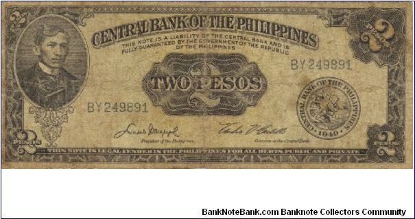 PI-134d English series 2 Peso note, prefix BY. Banknote