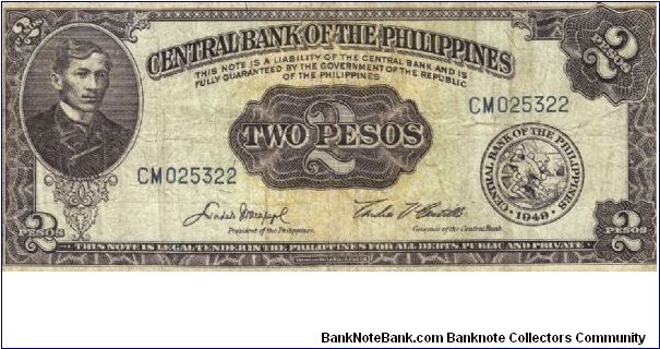 PI-134d English series 2 Peso note, prefix CM. Banknote