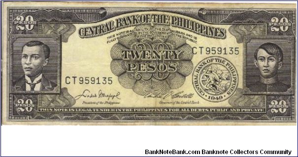 PI-137d English series 20 Pesos note, prefix CT. Banknote