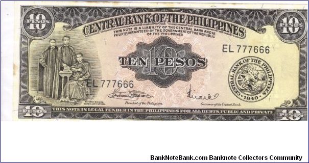 PI-136f English series 10 Pesos note, prefix EL. Banknote