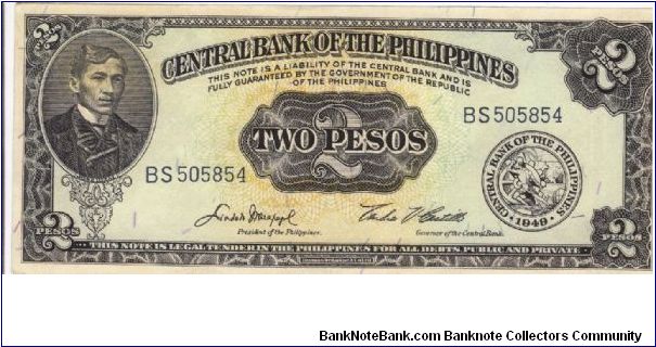 PI-134d English series 2 Pesos note, prefix BS. Banknote