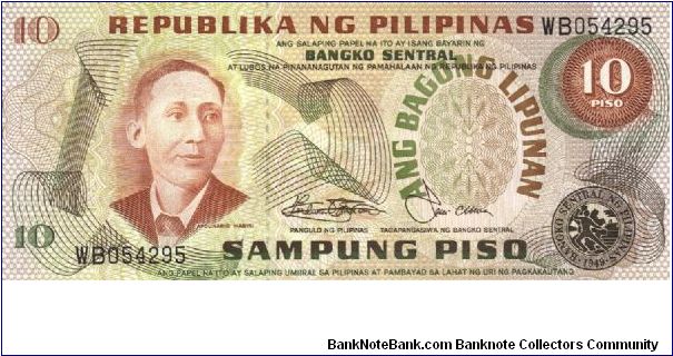 Philippine 10 Pesos note in series, 5 of 5. Banknote