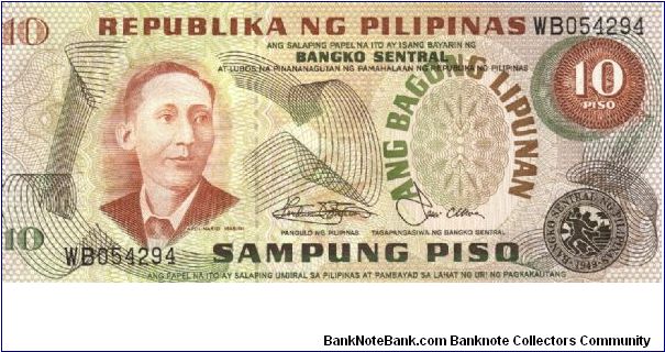 Philippine 10 Pesos note in series, 4 of 5. Banknote