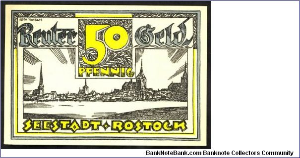 Germany Notgeld Rostock 50Pf 1922 L1108. Banknote