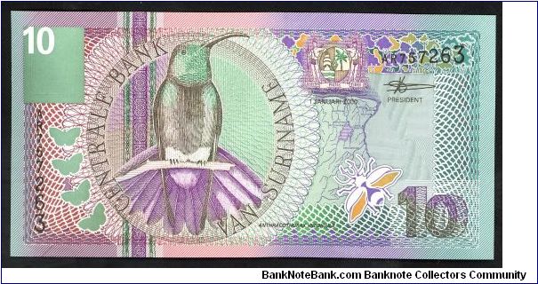 Suriname 10 Gulden 2000 P147. Banknote