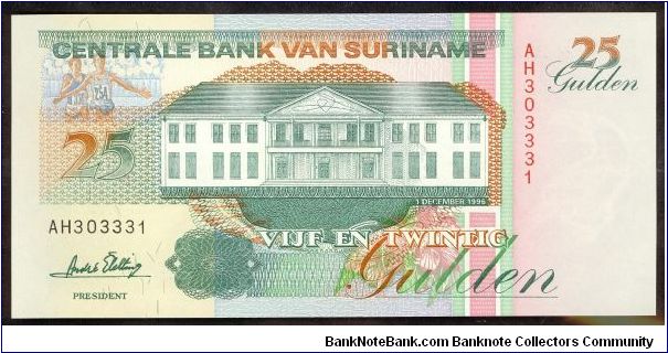 Suriname 25 Gulden 1991 P138. Banknote