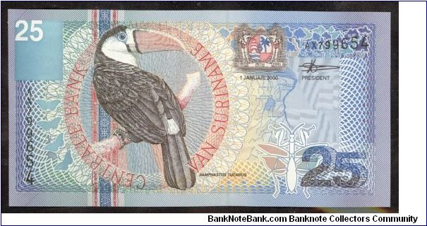 Suriname 25 Gulden 2000 P148. Banknote