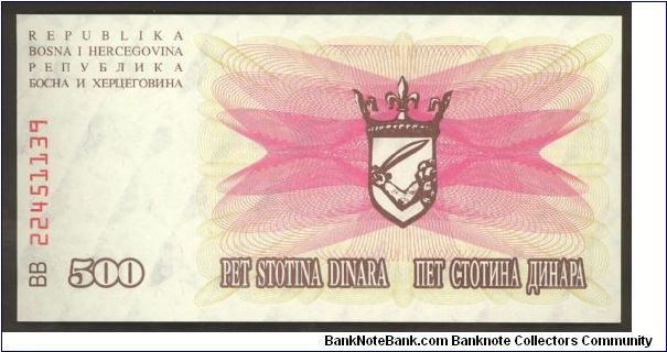 Banknote from Bosnia year 1992