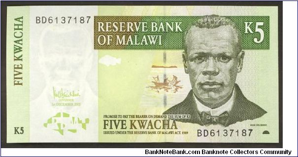 Malawi 5 Kwacha 2005 PNEW. Banknote