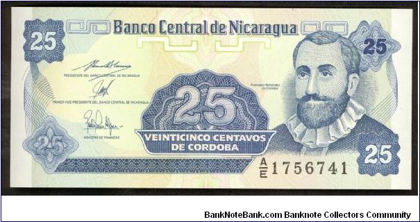 Nicaragua 25 Centavo 1991 P170. Banknote