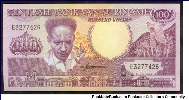 Suriname 100 Gulden 1986 P133. Banknote