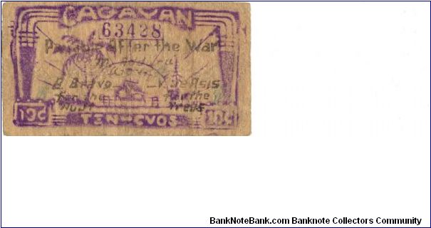 S-180 Cagayan 10 Centavos note. I will sell or trade this note for Philippine or Japan occupation notes I need. Banknote