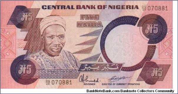 5 Naira;  Native dancers on back Banknote