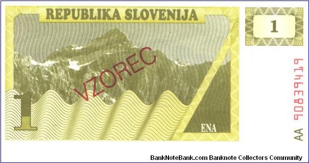 Dark olive-green on light gray and light olive-green underprint.

Specimen overprint: VZOREC Banknote