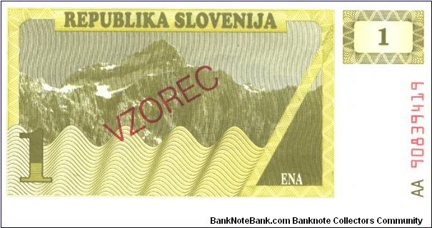 Dark olive-green on light gray and light olive-green underprint.

Specimen overprint: VZOREC Banknote