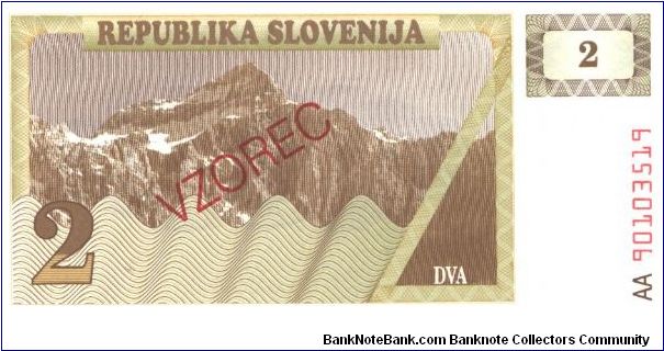 Brown on tan and ochre underprint.

Specimen overprint: VZOREC Banknote