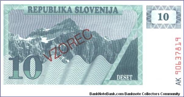 Dark blue-green and grayish purple on light blue-green underprint.

Specimen overprint: VZOREC Banknote