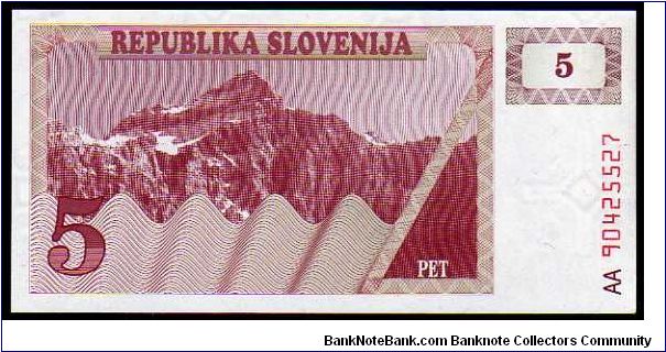 5 Tolarjev
Pk 3a Banknote