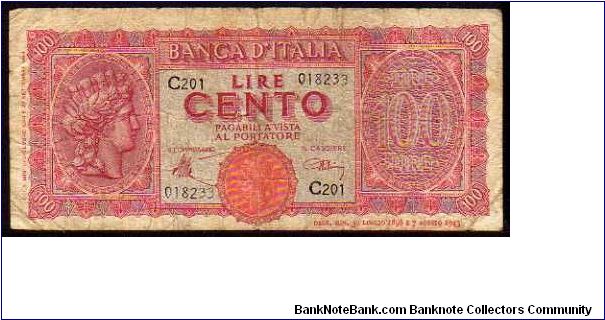 100 Lire
Pk 75a Banknote