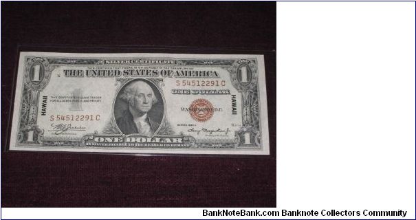 1935 A $1 Hawaii silver certificate.  Beautiful gem. (FR 2300) Banknote