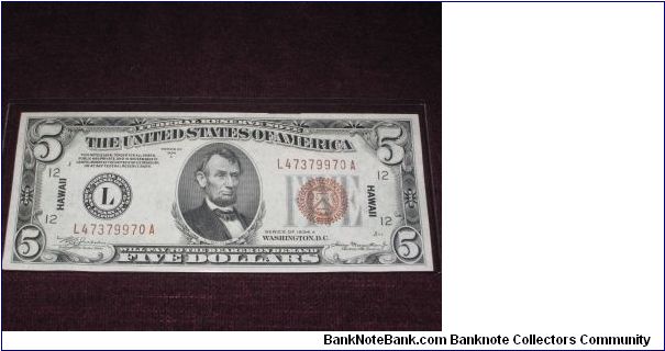 $5 Hawaii silver certificate, given to me by my grandpa. (FR 2302) Banknote