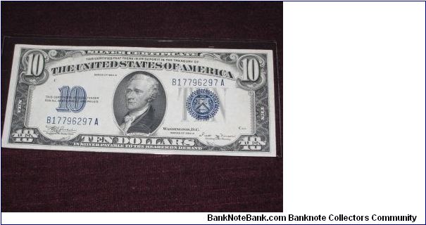 1934 B $10 silver certificate, gem (FR 1703) Banknote