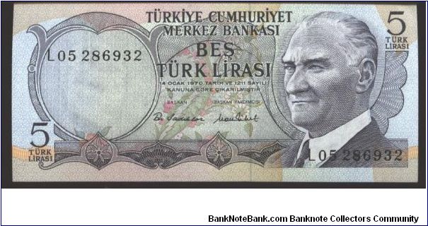 Grayish purple on multicolour underprint. Manavgat waterfall in Antalya at left center on back. Banknote