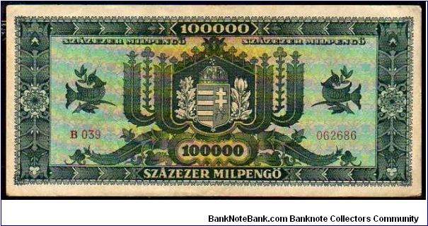 Banknote from Hungary year 1946