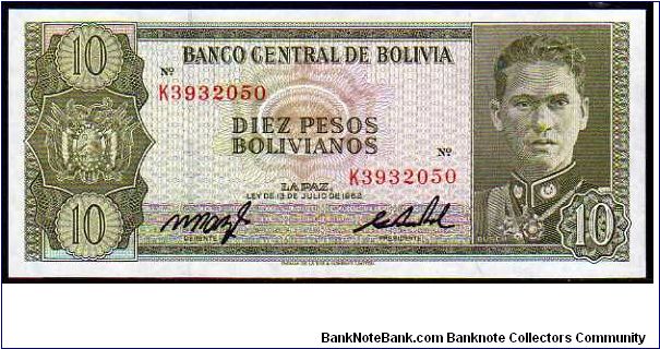 10 Pesos Bolivanos__
Pk 154a Banknote