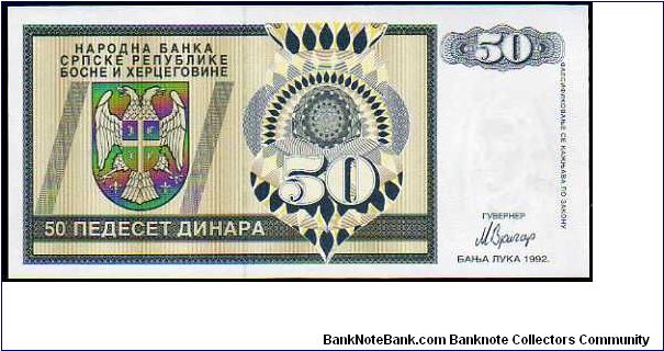 50 Dinara__
Pk 134a__

Serbian Republic-Banja Luka Issue
 Banknote