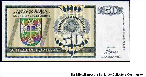 50 Dinara__
Pk 134a__

Serbian Republic-Banja Luka Issue
 Banknote