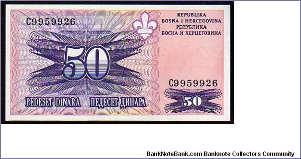 50 Dinara__
Pk 47__

Printed in London
 Banknote