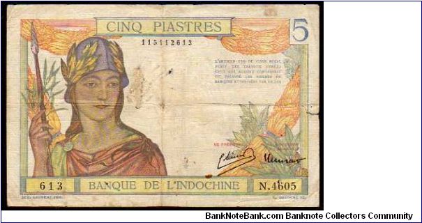 *FRENCH INDOCHINA*
________________

5 Piastres
Pk 55b
---------------- Banknote