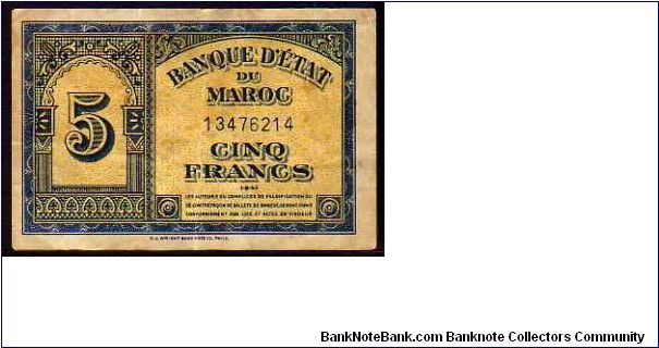 5 Francs__
pk# 24__
01.08.1943 Banknote