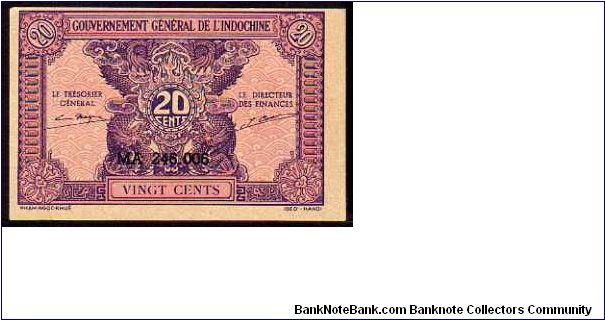 *FRENCH INDOCHINA*
_________________

20 Cents
Pk 90
----------------- Banknote