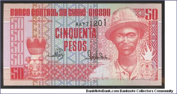 Guinea Bissau 50 Pesos 1990 P10. Banknote