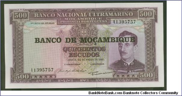 Mozambique 500 Escudos 1967 P118. Banknote