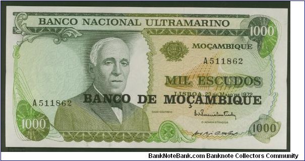 Mozambique 1000 Escudo 1972 P119. Banknote