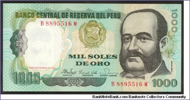 Peru 1000 Soles De Oro 1981 P122. Banknote